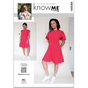 ME2091K5 Misses' Fit and Flare Godet Dress Sewing Pattern Packet by Lydia Naomi, Design Code ME2091, Sizes 8-10-12-14-16