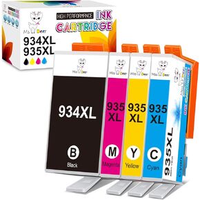 Miss Deer 934 and 935 Ink Cartridges Combo Pack Compatible for HP 934XL 935XL Work with HP Officejet Pro 6830 6230 6835 6812 6815 6820 6220 6800(BK,C,M,Y) 4 Pack