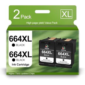 664XL خرطوشة الحبر الأسود المعاد تصنيعها لـ HP 664XL 664 عمل حبر عالي العائد لـ HP 664 XL Ink لـ HP Deskjet 1115 2136 3636 3836 4536 4676 الطابعة (2 أسود)