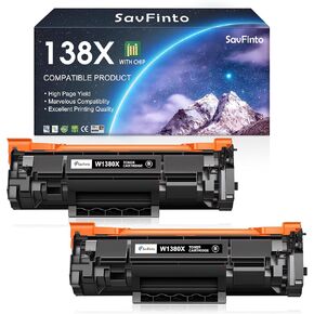 138x W1380X أسود (مع رقاقة) خرطوشة الحبر الليزرية متوافقة مع HP 138x W1380X 138A W1380A لـ HP LASERJET PRO MFP 3101FDW PRO 3001DW (4000 صفحة ، 2-Black)