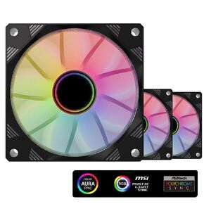 DS X390-I Motherboard Control 120mm RGB Fan, Motherboard Sync for CPU Cooler, Water Cooling Radiators, PC Case (5V 3PIN, 3Pack Rainbow Fan Kit, B Series)