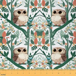 Feelyou Boys Girls Cute Owl Fabric من The Yard Kids 1 Yard ، 3D Animal Printbroof Outdoor Fabric Kids Bird Decord Flugorsery Fabrics for Chairs Cartoon Owls Design Teens Reupholstery Fabric Decor