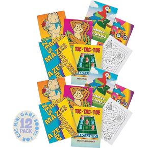 Kicko Mini Game Books for Kids - 12 Pack - 24 Pages per Booklet - 3.5 x 2.5 Inches, Assortment of Educational Brain Games - Activity Book - Party Favors, Bag Stuffers, Fun, Prize