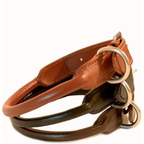 SIE Rolled Leather Dog Collars (14'', Black)