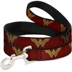 Dog Leash Wonder Woman 2017 Icon Reds Golds 4 أقدام طولها 1.5 بوصة