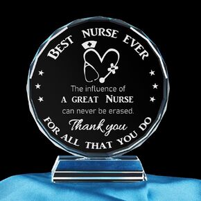 Gifts for Nurse, Appreciation Gifts for Nurse, Engraved Crystal Plaque Thank You Gifts for Best Nurse, Thank You Nurse Gifts for Women Crystal Appreciation Plaque