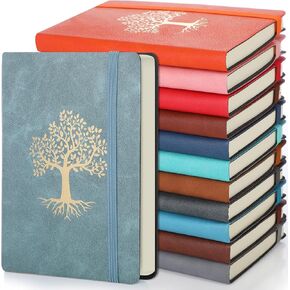 12 Pack Lined Journal Small Pocket A6 Leather Notebooks for Writing Hardcover Notepad for Women Men Business Work College Ruled Notebooks 5.7 x 3.7 Inch(Retro Color)