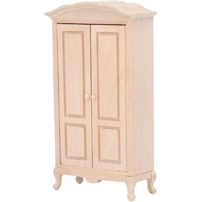 خزانة ملابس مصغرة ، باب مزدوج ، صنعة ممتازة دمية Armoire 112 مقياس بيرش لدمى أثاث دمية للبنات