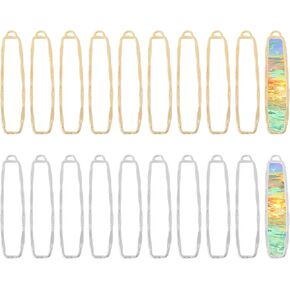 CHGCRAFT 20pcs 2 Colors Open Back Bezel Pendants Rectangle Alloy Bezel Big Pendants For DIY UV Resin Earrings Necklace Bracelet Jewelry Making
