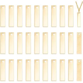 UNICRAFTALE about 30Pcs Stainless Steel Rectangle Stamping Blank Tag Pendants One Side Polishing Blank Charm Engraved Pendant For Name Valentine's Day Charms Dog Tag Necklace Bracelet Jewellery