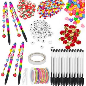 Cinrobiye 24 مجموعة تقدير المعلم أقلام أقلام حبة القلم مجموعة DIY Making Making Making Making Forms لعيد المعلم ، شكرًا لك على التقدير هدية العودة إلى مستلزمات المكاتب المدرسية.