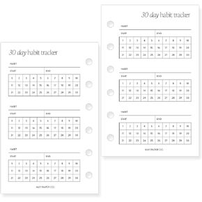 Pocket 30 Day Tracker Planner Planner insert Agenda recling for Bocke Size 6 Ring Binder 3.2 × 5