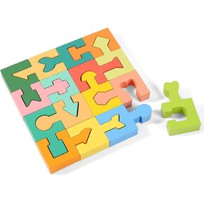 الأشكال الخشبية للألغازات الكتل الهندسية الدعالة الدماغية Montessori Toys Jigsaw 3D Logic IQ Game Shape Form