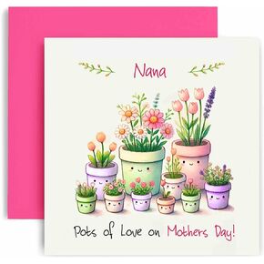 Huxters Happy Mother's Day Card for Nana Card for Her Pots of Love for Gift Nana - 14.8cm (Pots Nana)