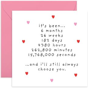 CENTRAL 23 6th Month Anniversary Card For Boyfriend Girlfriend - Happy Anniversary Cards For Couple - Half Year 6 Months For Wife Husband Partner Fiance - Love Gifts - Comes With Stickers