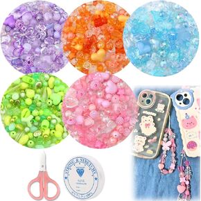 270-300 pcs حبات متنوعة متنوعة لصنع المجوهرات ، حبات الأكريليك kawaii للأساور التي تصنع زهرة القوس حبات المجوهرات DIY كبيرة صنع سوار قلادات الهاتف