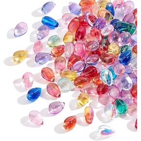 Adhandmaker Tearrops Glass Pendants ، 100 pcs 9 × 6 مم دمعة حبات زجاجية ملونة مع ثقب 1 مم لعيد عيد الحب ديي أقراط صنع المجوهرات