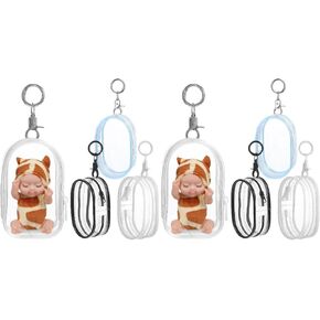 8pcs حقيبة عرض الشكل Clear Figure مع سوستة مفاتيح شاشة شاشة عرض حقيبة مخزنة صغيرة لتخزين Doll Scorping Bag Bag Locking for Figures Bollectibles