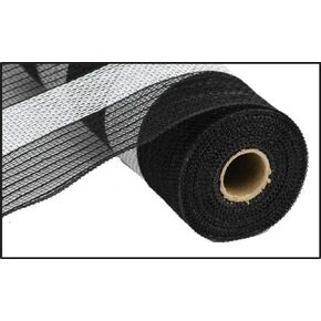 10" Wide Poly Jute Deco Mesh Black and White Stripe (10 Yards) : RY800462