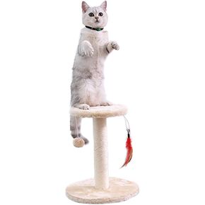 Cat Scratching Post Cat Tree with Sisal Scratch Posts Natural Platform Active Activity Tower Furniture مع كرة معلقة ولعب ريشة Toys Tower Tower للقطط الصغيرة (Beige)