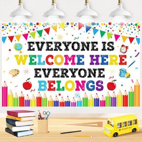مرحبًا بك مرة أخرى في الديكور المدرسي ، العودة إلى Banner Banner Backdrop Classroop Bulletin Background Day First of School Decorities White Phadivational Classroom Banner Photography for Office School