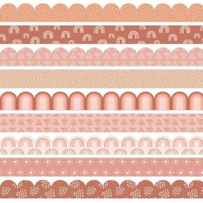 82 قدم الرجعية Groovy Bulletin Board Borders Terracotta Boho Pink Rainbow Sun Dot Self-Admive Trim for Back to School Charsister Decoration