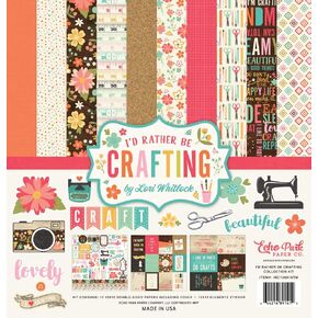 Echo Park Paper Company I'd Rather Be Crafting Collection Kit TM paper, pink, teal, brown, tan, orange
