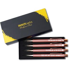 هدايا خنازير Innobeta ، مجموعة قلم من 4 ، أفكار هدايا لعشاق الخنازير ، المشجعين الخنزير ، فتاة الخنزير