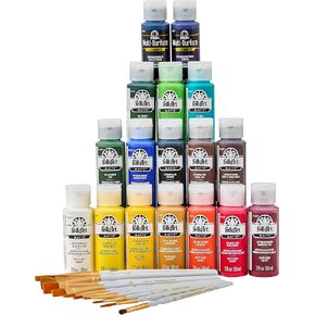 Folkart Art Talk with Andy ، 17 قطعة 2 Fl Oz Premium Acrylic بما في ذلك 15 ألوان الطلاء Matte 2 متعددة السطح ، 90286 ، متنوعة