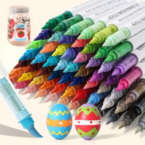 81 Colors Acrylic Paint Markers Pens, Soft Brush Tip Markers with Fast Drying & No-Bleed Ink, Acrylic Paint Pens for Rock, Wood, Egg, Ceramic, Fabric Painting, Art Supplies and DIY Crafts