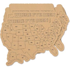 8Pcs Where I've Been Map Sticker 3.8x4.8 Inch-Kraft Track Journal Labels Visited map Travel Sticker Coloring Travel Decal for Man Woman Traveler