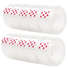 Qilima 10 Rolls Transparent Tape ، Core 1 بوصة ، شريط التغليف الواضحة لفة إعادة ملء المكتب ، المنزل ، المدرسة ، 3/5 بوصة × 1000 بوصة