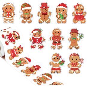 1000pcs ملصقات عيد الميلاد لفة خبز الزنجبيل رجل شارات 10 تصاميم مضحكة الكرتون عيد الميلاد ملصقات الختم الزخرفية