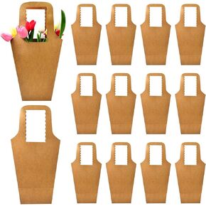 Enorteen 20 PCS Kraft Paper Flower Flower Paper Gift Facs Bouket Pags With Boudquet Gift Facs Floral Gift For For Thansgiving Birthday حفل زفاف