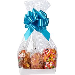 Restaurantware Bag Tek 8 x 4 x 18 Inch Gift Basket Bags 10 Bags For Part Favors - With Gusseted Sides Disposable Clear Plastic Basket Bags For Wedding Or Party Gifts