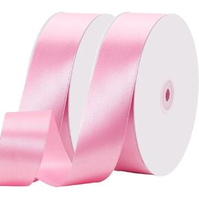 2 Rolls 100 Yards 1 1/2 Inch Pink Satin Ribbon, Pink Ribbon for Gift Wrapping, Wedding Party，Flower Bouquet，Home Decoration