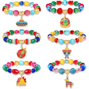 أساور Cinco de Mayo للنساء الفتيات ، سوار مخرب من العيد المكسيكي ، Pinata Sombrero Maraca Charm Party Fiesta Fiesta Party