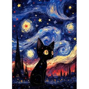 JFYHAB CAT Diamond Art Painting Kits للبالغين ، لوحات DIAMENT DITS NIGH
