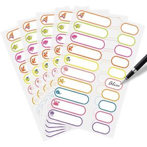 MaxGear 100 Pcs Washable and Removable Baby Bottle Labels (Marine Animal Style), 2 Inch Round Clear Thank You Stickers 240 Pcs, Self-Adhesive & Tear-Resistant