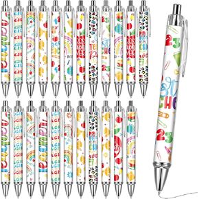 Teacher Appreciation Ballpoint Pen - Appreciation Gifts 24Pcs Thanks Teachers Inspirational Gifts Retractable Bulk Black Ink Personalized Pens for Women School Teachers Office Work Supplies