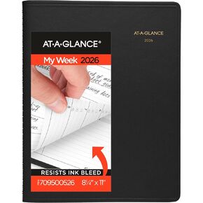 AT-A-Glance 2026 Planner Bolling Book ، Weekly ، 8.25 "× 11" ، كبير ، أسود (709500526)