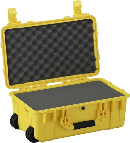 Condition 1 22" Large Rolling Lockable Hard Storage Case with Foam, Model 300, Waterproof Protective Box for Camera, Tactical, Scientific Gear, Made in USA, 21.84"x13.82"x9", Red in Kuwait