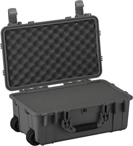 Condition 1 22" Large Rolling Lockable Hard Storage Case with Foam, Model 300, Waterproof Protective Box for Camera, Tactical, Scientific Gear, Made in USA, 21.84"x13.82"x9", Red in Kuwait