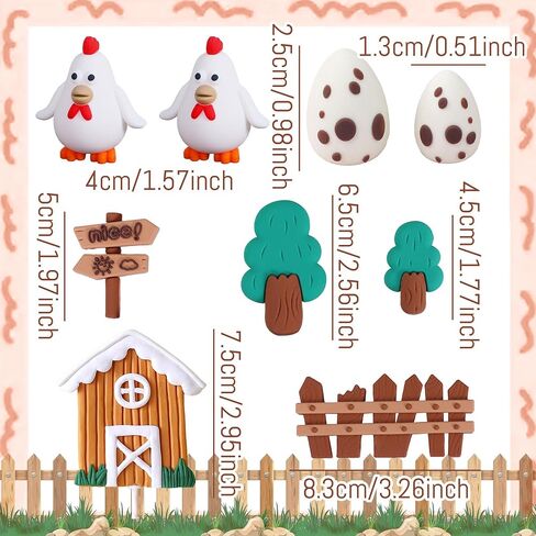 Chicken Birthday Cake Topper Farm Animal Cake Decoration Chicken Cake Topper for Farm Animal Baby Shower Birthday Party Decorations Farm Cake Toppers in Saudi Arabia