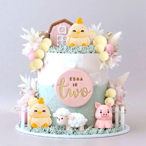 Chicken Birthday Cake Topper Farm Animal Cake Decoration Chicken Cake Topper for Farm Animal Baby Shower Birthday Party Decorations Farm Cake Toppers in Saudi Arabia