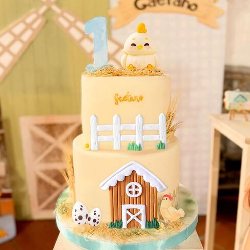 Chicken Birthday Cake Topper Farm Animal Cake Decoration Chicken Cake Topper for Farm Animal Baby Shower Birthday Party Decorations Farm Cake Toppers in Saudi Arabia