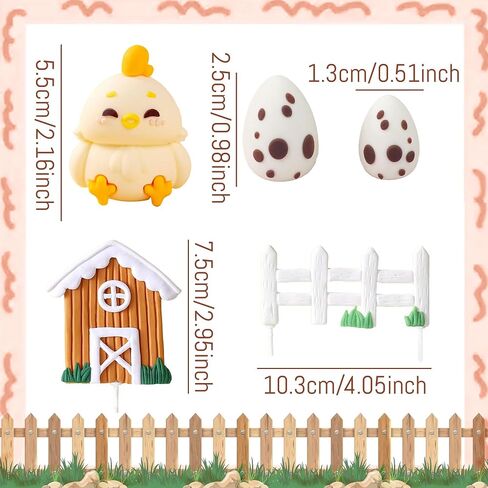 Chicken Birthday Cake Topper Farm Animal Cake Decoration Chicken Cake Topper for Farm Animal Baby Shower Birthday Party Decorations Farm Cake Toppers in Saudi Arabia