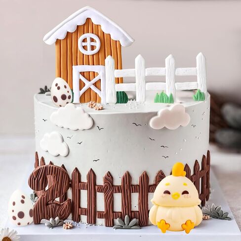 Chicken Birthday Cake Topper Farm Animal Cake Decoration Chicken Cake Topper for Farm Animal Baby Shower Birthday Party Decorations Farm Cake Toppers in Saudi Arabia