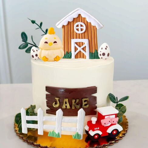 Chicken Birthday Cake Topper Farm Animal Cake Decoration Chicken Cake Topper for Farm Animal Baby Shower Birthday Party Decorations Farm Cake Toppers in Saudi Arabia