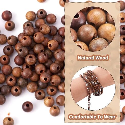 5 Strands 4mm Natural Wood Beads Strands Olive Round Polished Ball Wooden Loose Spacer Beads for Bracelet Necklaces Crafts DIY Jewelry Making, Hole: 1mm in Saudi Arabia